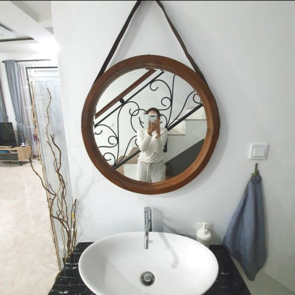 Cermin Bulat Kayu Jati Cermin Hias Round Mirror