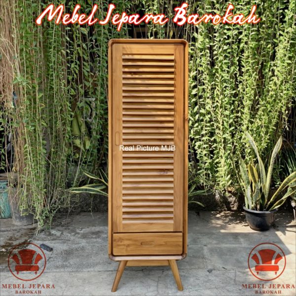 Lemari Pakaian Anak Retro 1 Pintu Kayu Jati Minimalis Rak Pakaian Anak