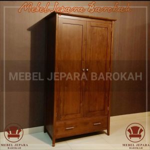 Lemari Pakaian Retro 2 Pintu Kayu Jati Minimalis Almari Kost Serbaguna