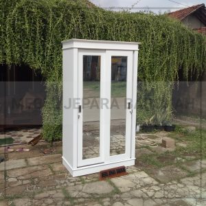 lemari pakaian 2 pintu sliding kayu jati duco