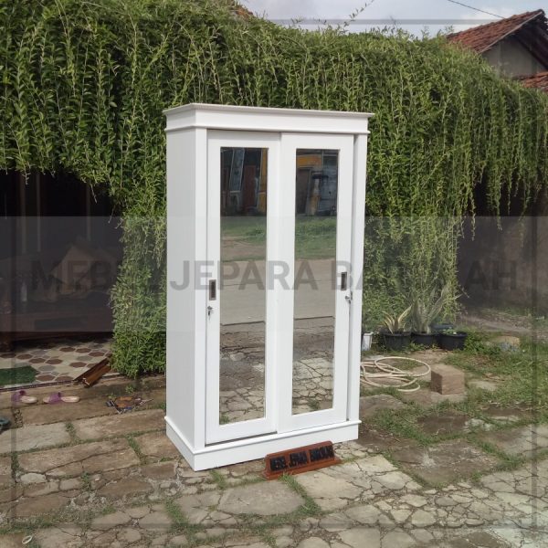 lemari pakaian 2 pintu sliding kayu jati duco