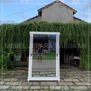 lemari pakaian 2 pintu sliding, lemari pintu 2 kaca kayu jati duco