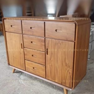 Kabinet Drawer Retro 6 Laci Kayu Jati Minimalis Bufet TV Serbaguna
