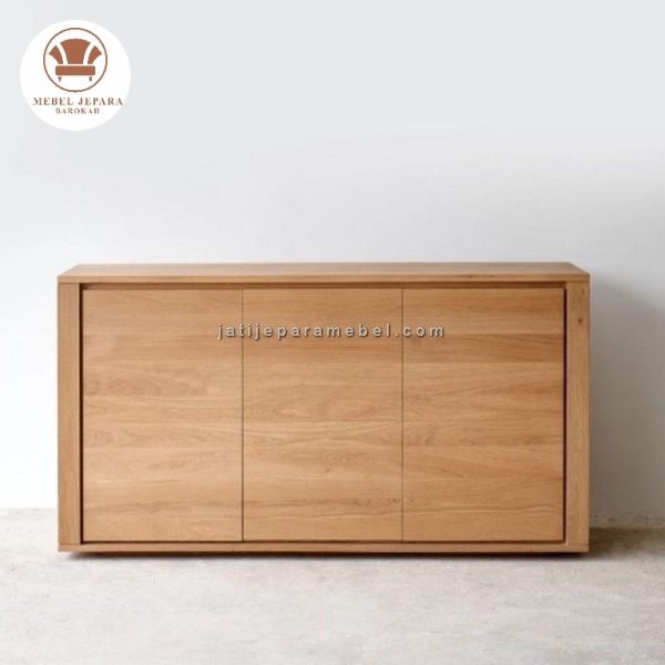 Lemari Kabinet Modern 4 Pintu Kayu Jati Minimalis Meja Hias Pajangan