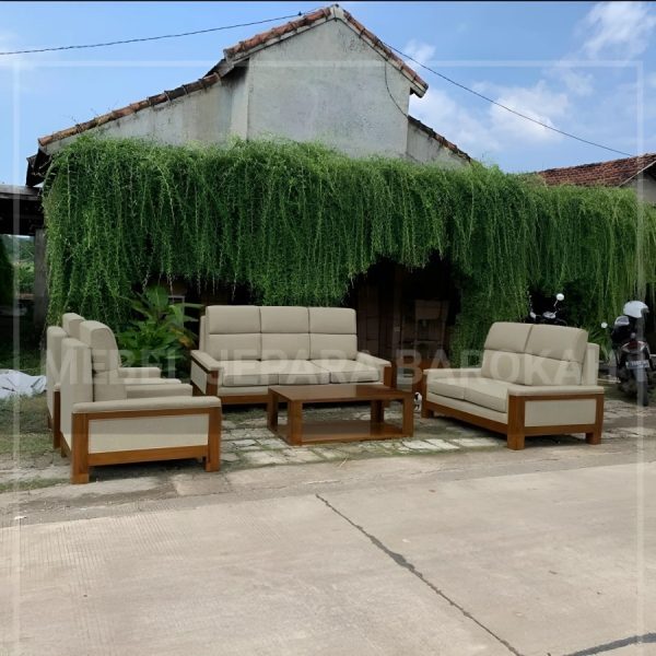 Set Sofa Keluarga Mewah Kayu Jati Minimalis Set Meja Kursi Tamu 3211